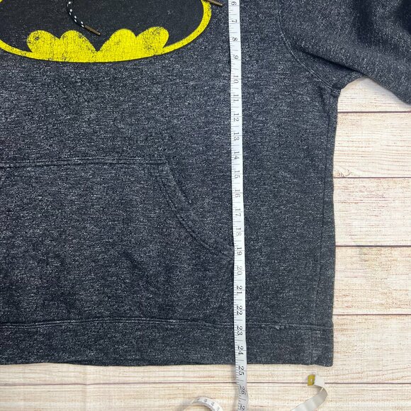 Batman Classic Logo Hoodie Mens XL Gray Black Pullover DC Comics Sweatshirt - Picture 5 of 10